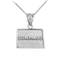 Sterling Silver Colorado State Map Pendant Necklace