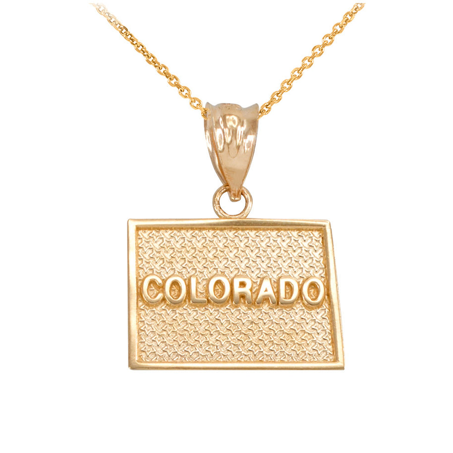 Colorado State Map Gold Pendant Necklace(Available in Yellow/Rose/White Gold)