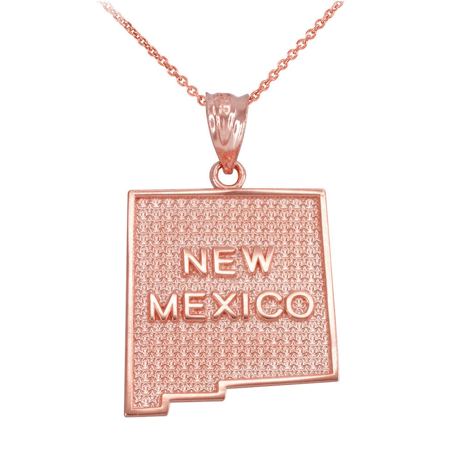 Gold New Mexico State Map Pendant Necklace(Available in Yellow/Rose/White Gold)