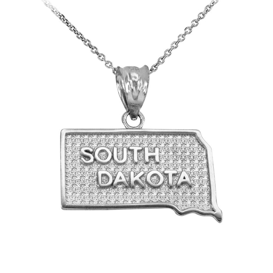 Gold South Dakota State Map Pendant Necklace(Available in Yellow/Rose/White Gold)