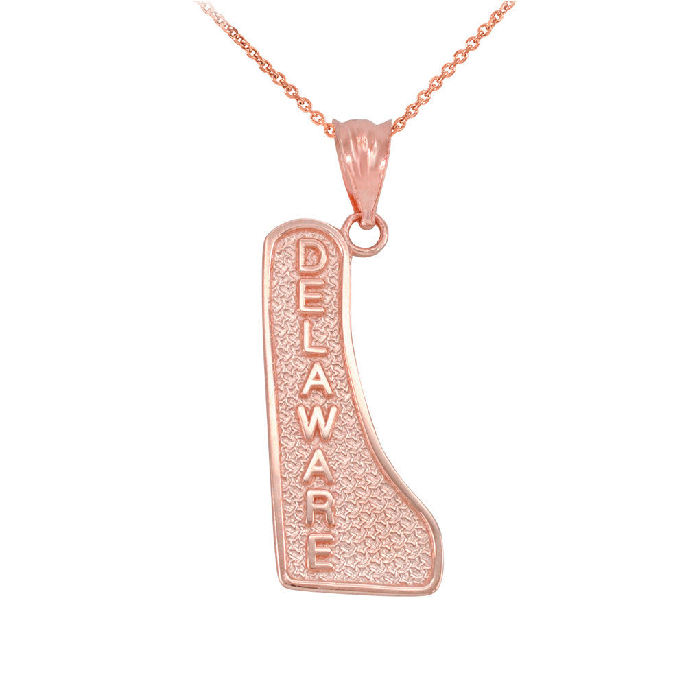 Gold Delaware State Map Pendant Necklace(Available Yellow/Rose/White Gold)