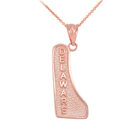 Gold Delaware State Map Pendant Necklace(Available Yellow/Rose/White Gold)