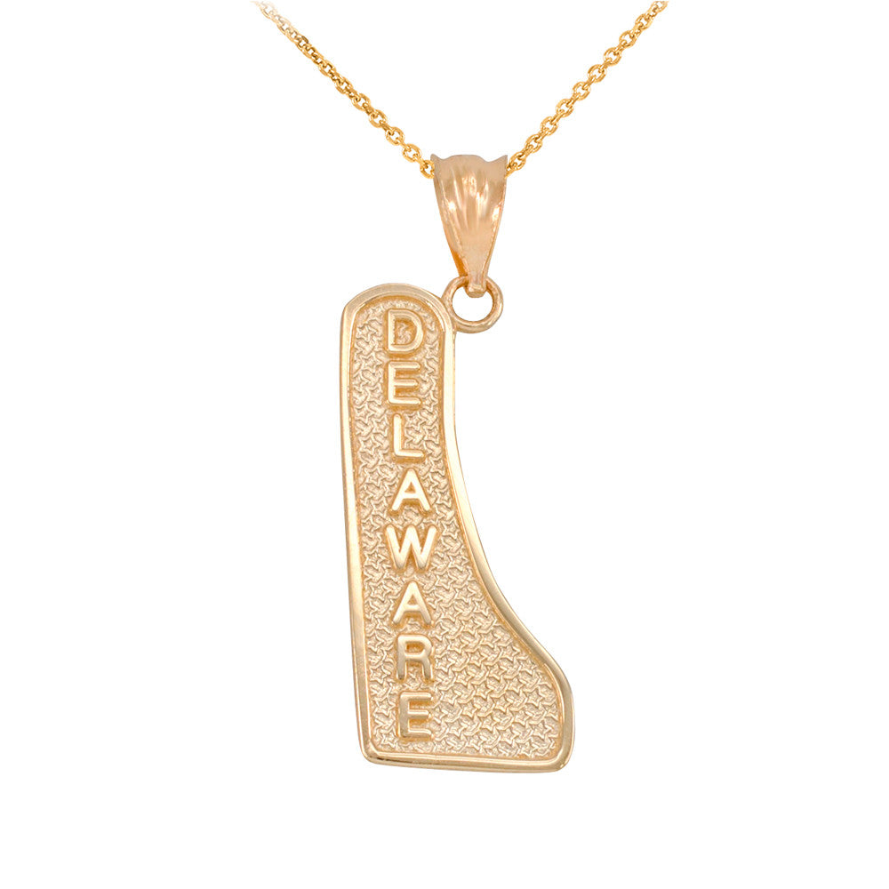 Gold Delaware State Map Pendant Necklace(Available Yellow/Rose/White Gold)