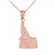 Yellow Gold Idaho State Map Pendant Necklace