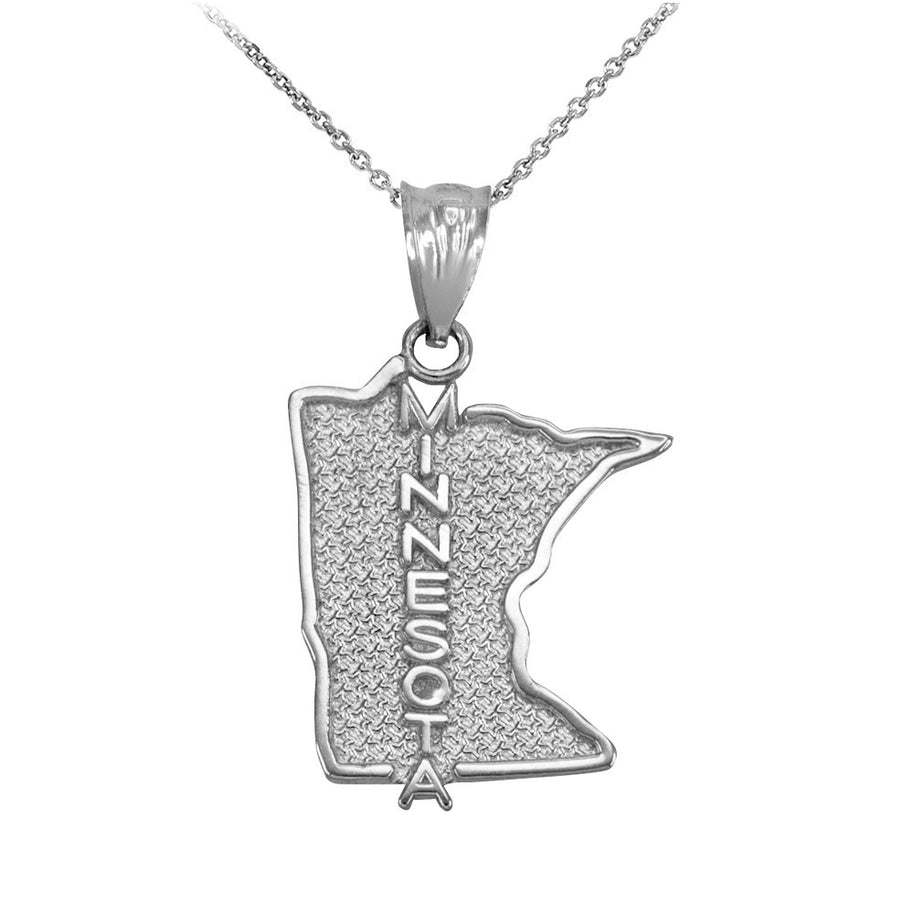 Gold Minnesota State Map Pendant Necklace (Available in Yellow/Rose/White Gold)