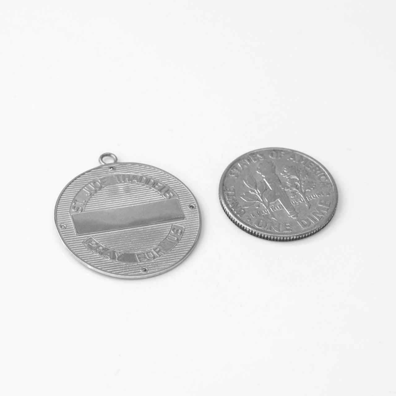 Sterling Silver St Jude CZ Medal Pendant Necklace