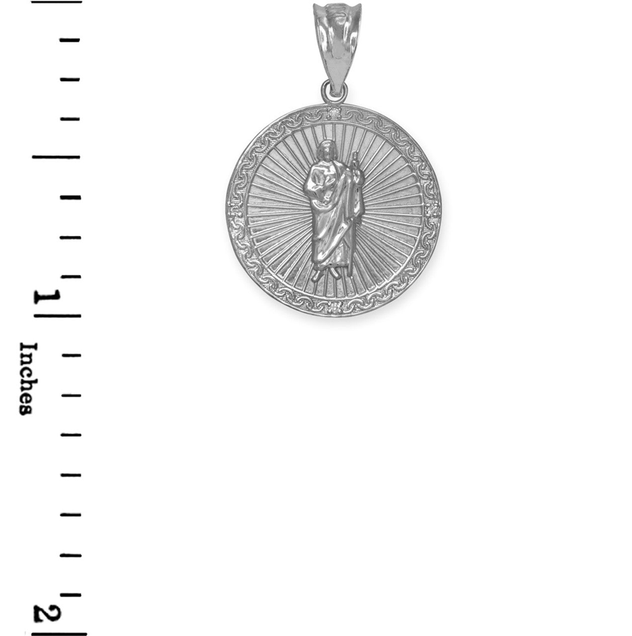 Sterling Silver St Jude CZ Disc Engravable Pendant Necklace