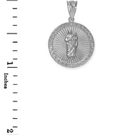 Sterling Silver St Jude CZ Disc Engravable Pendant Necklace