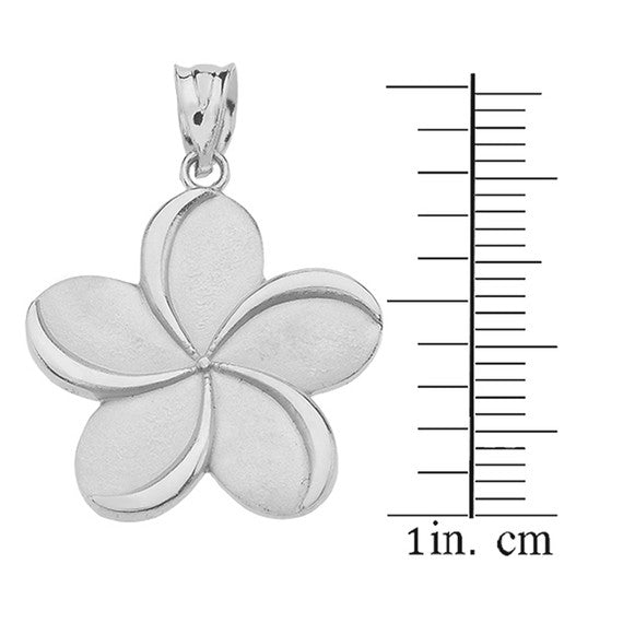 .925 Sterling Silver Hawaiian Plumeria Flower Pendant Necklace