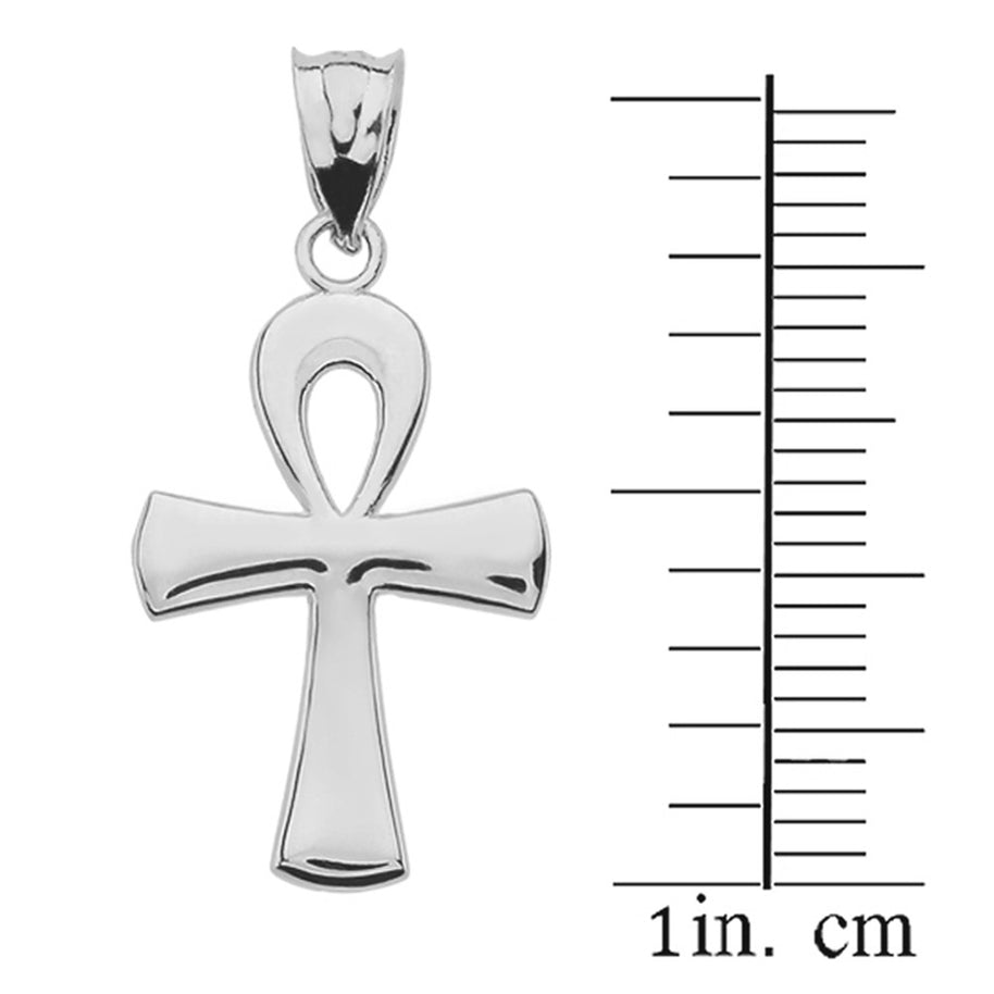 .925 Sterling Silver Egyptian Ankh Polished Pendant Necklace