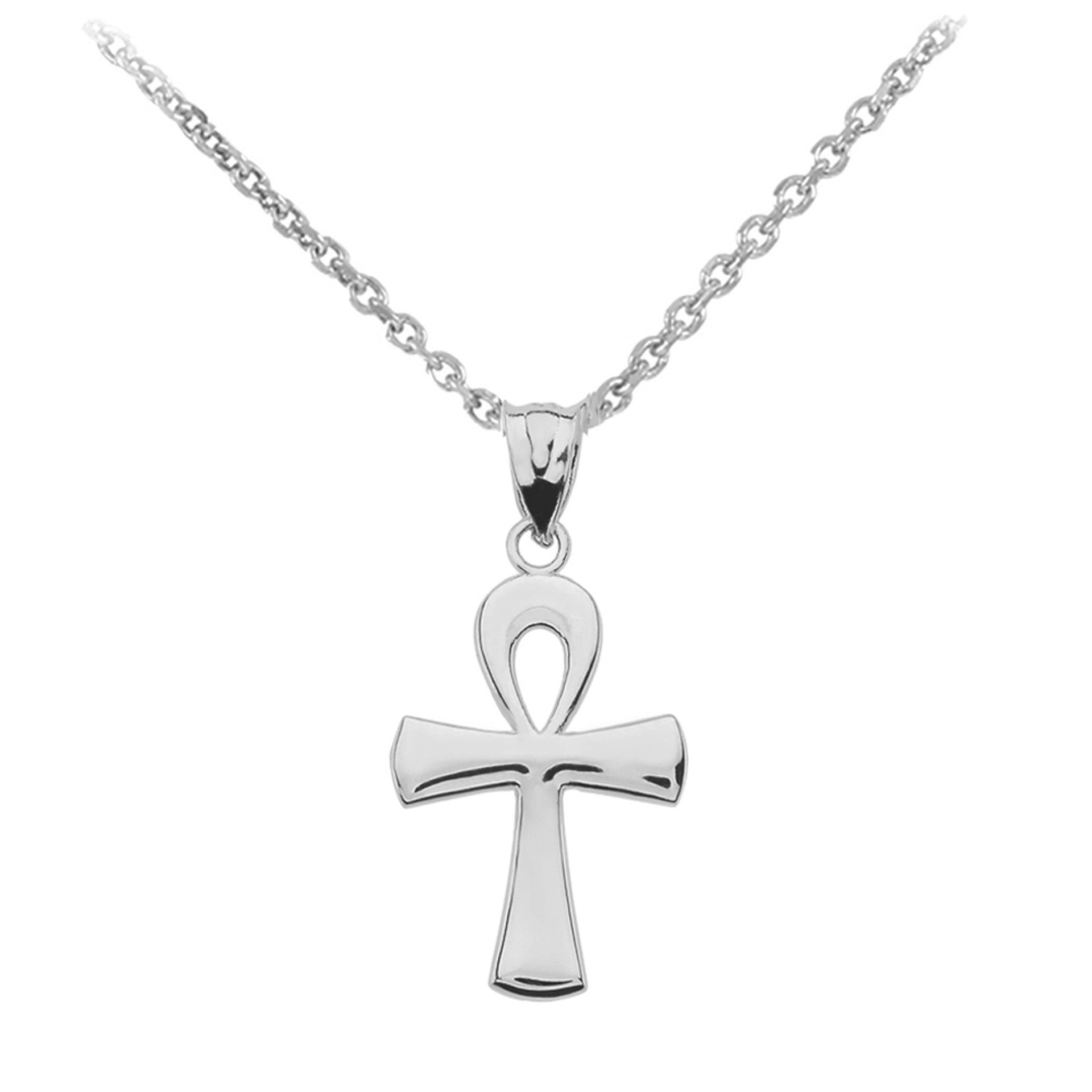 Gold Egyptian Ankh Polished Pendant Necklace (Available in Yellow/Rose/White Gold)