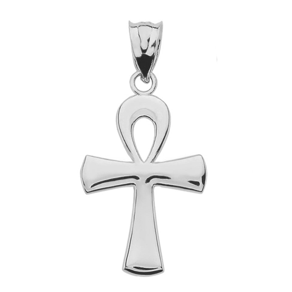 Gold Egyptian Ankh Polished Pendant Necklace (Available in Yellow/Rose/White Gold)