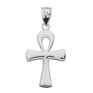 .925 Sterling Silver Egyptian Ankh Polished Pendant Necklace