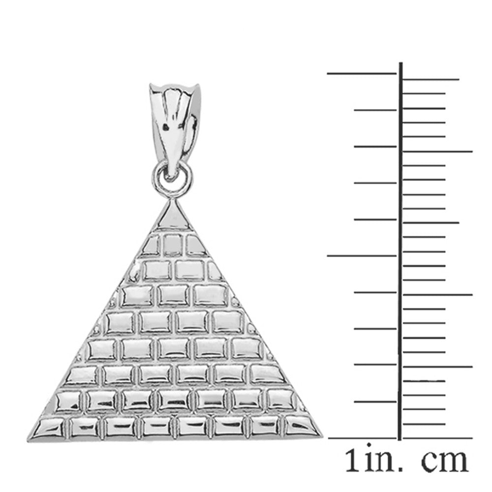 .925 Sterling Silver Egyptian Pyramid Triangle Pendant Necklace