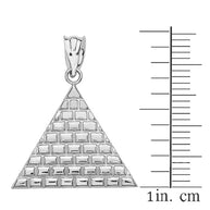 .925 Sterling Silver Egyptian Pyramid Triangle Pendant Necklace