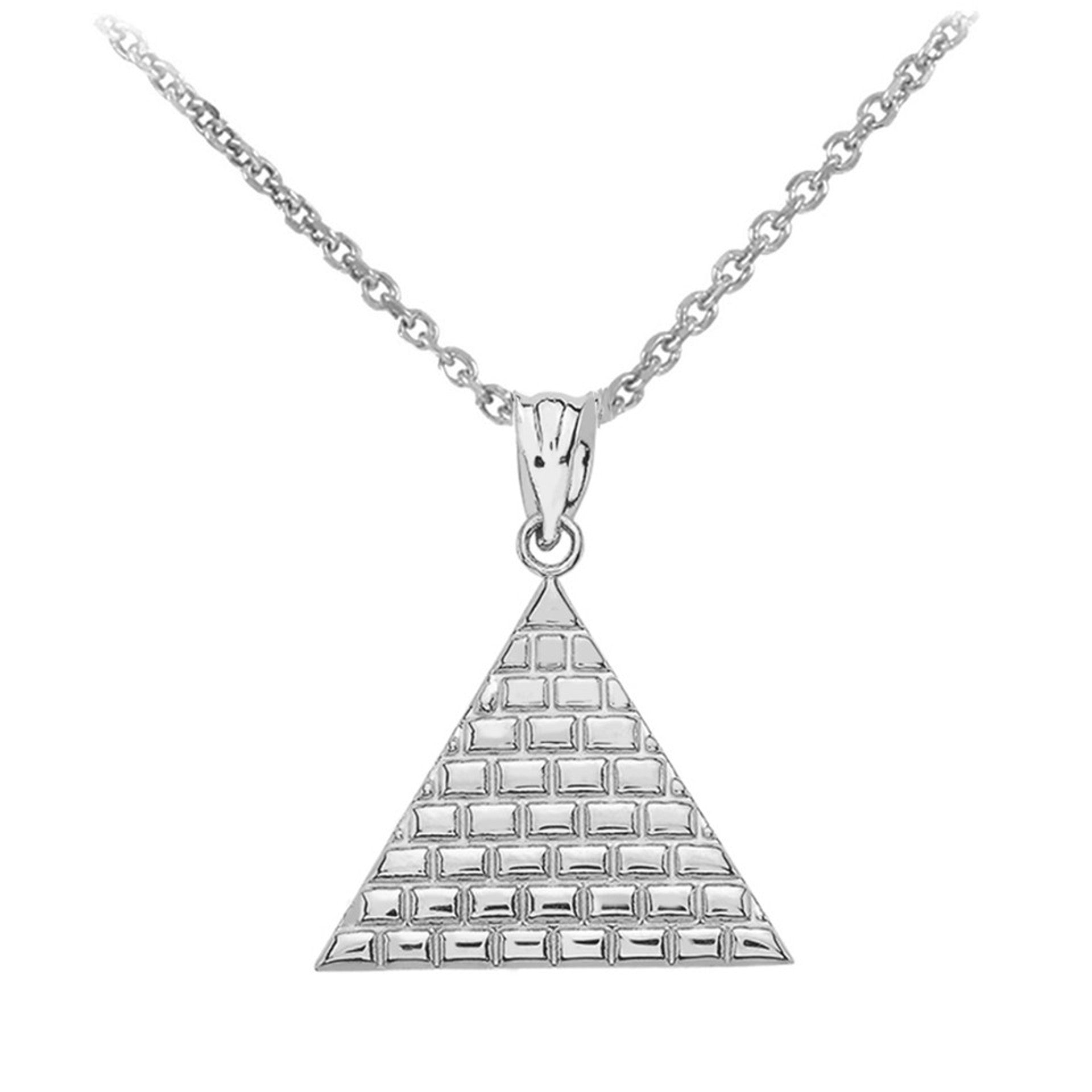 Gold Egyptian Pyramid Triangle Pendant Necklace (Available in Yellow/Rose/White Gold)