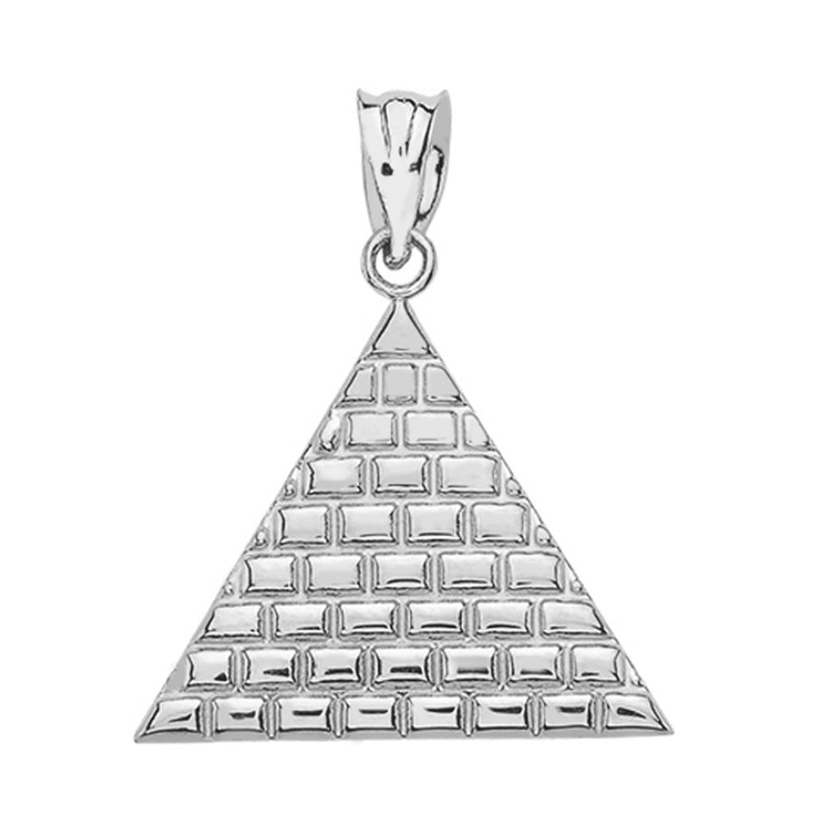 Gold Egyptian Pyramid Triangle Pendant Necklace (Available in Yellow/Rose/White Gold)