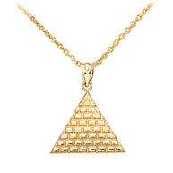 Gold Egyptian Pyramid Triangle Pendant Necklace (Available in Yellow/Rose/White Gold)