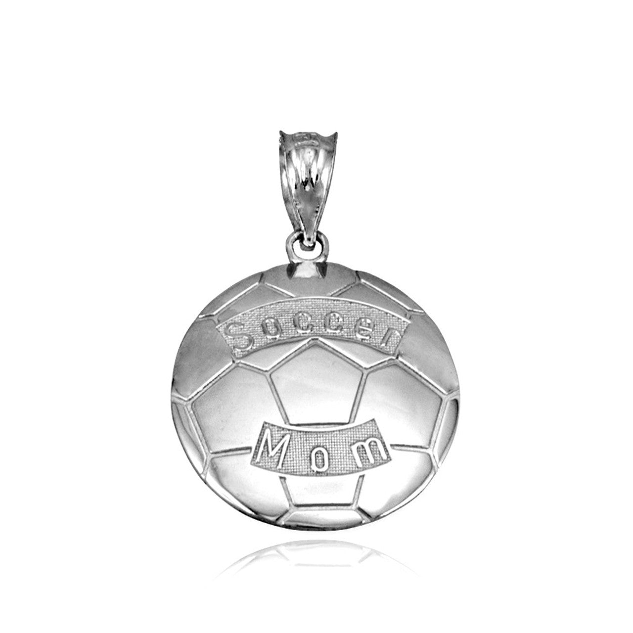 .925 Sterling Silver Soccer Mom Ball Sports Pendant Necklace