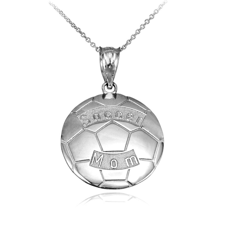.925 Sterling Silver Soccer Mom Ball Sports Pendant Necklace
