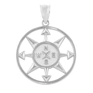 Gold Compass Circle Pendant Necklace (Available in Yellow/Rose/White Gold)