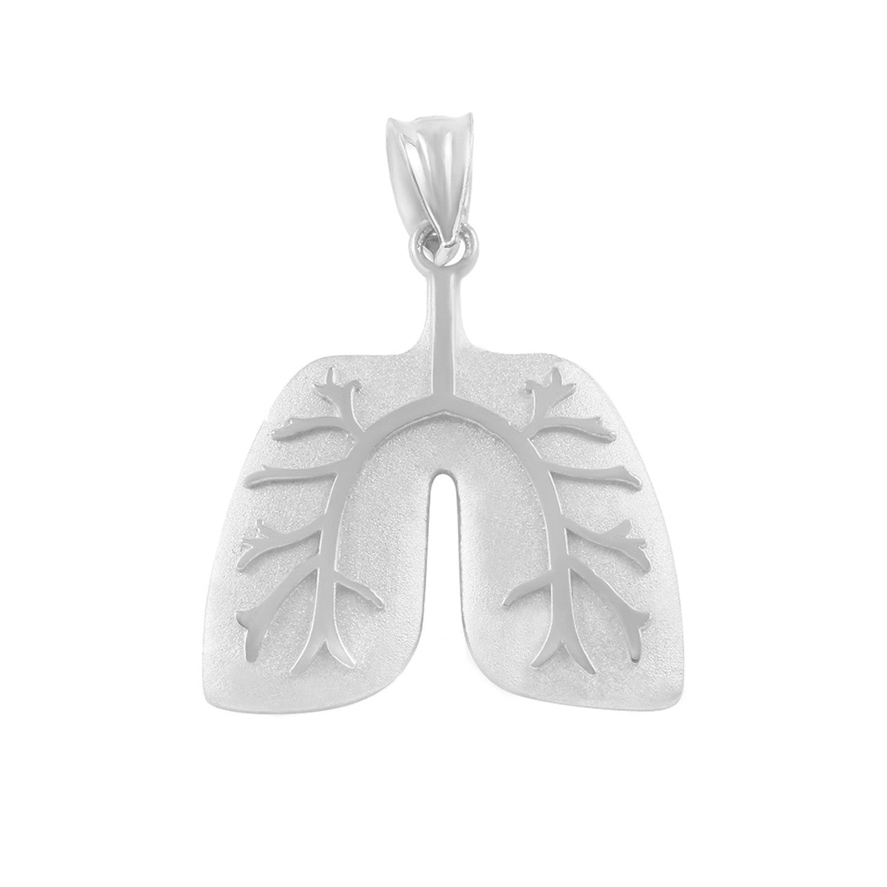 .925 Sterling Silver Human Lungs Anatomy Pendant Necklace