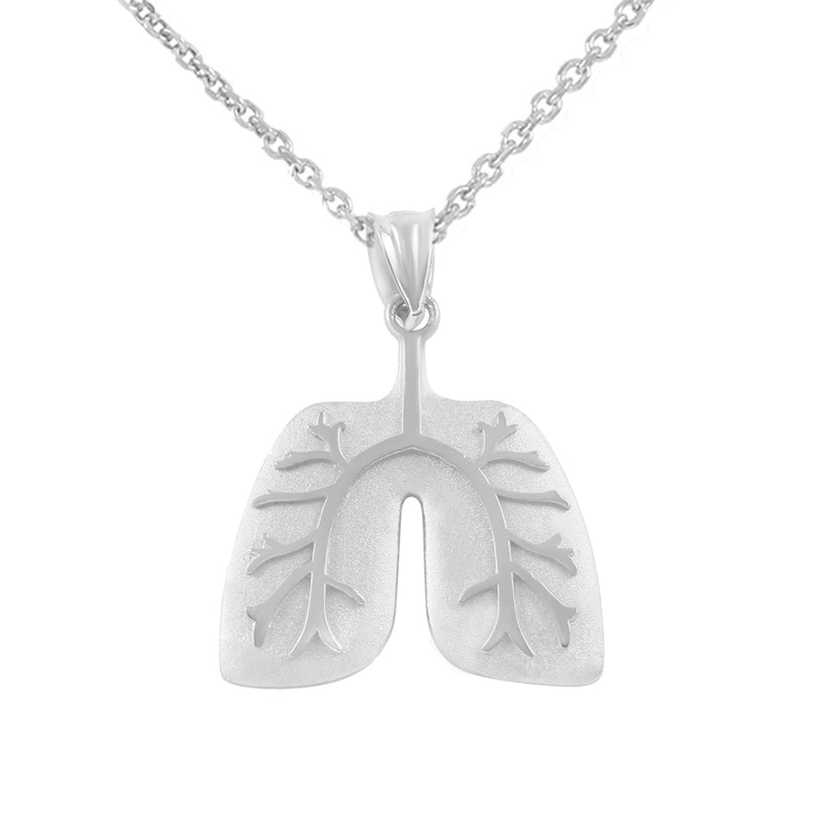 .925 Sterling Silver Human Lungs Anatomy Pendant Necklace