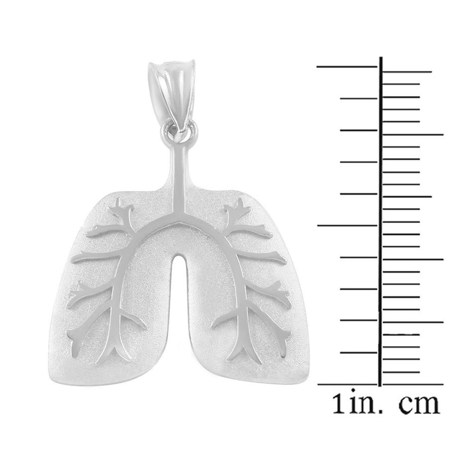 .925 Sterling Silver Human Lungs Anatomy Pendant Necklace