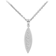 Gold Surfboard Waves Beach Bum Pendant Necklace (Available in Yellow/Rose/White Gold)