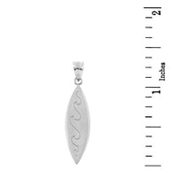 Sterling Silver Surfboard Waves Beach Bum Pendant Necklace