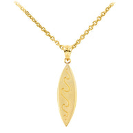Gold Surfboard Waves Beach Bum Pendant Necklace (Available in Yellow/Rose/White Gold)