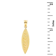 Gold Surfboard Waves Beach Bum Pendant Necklace (Available in Yellow/Rose/White Gold)