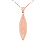 Solid Gold Hawaii Surfboard Beach Pendant Necklace(Available in Yellow/Rose/White Gold)