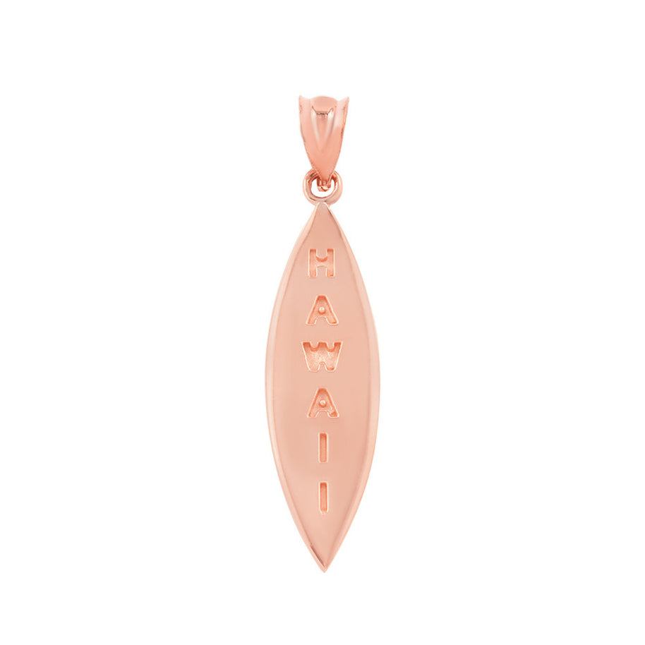 Solid Gold Hawaii Surfboard Beach Pendant Necklace(Available in Yellow/Rose/White Gold)