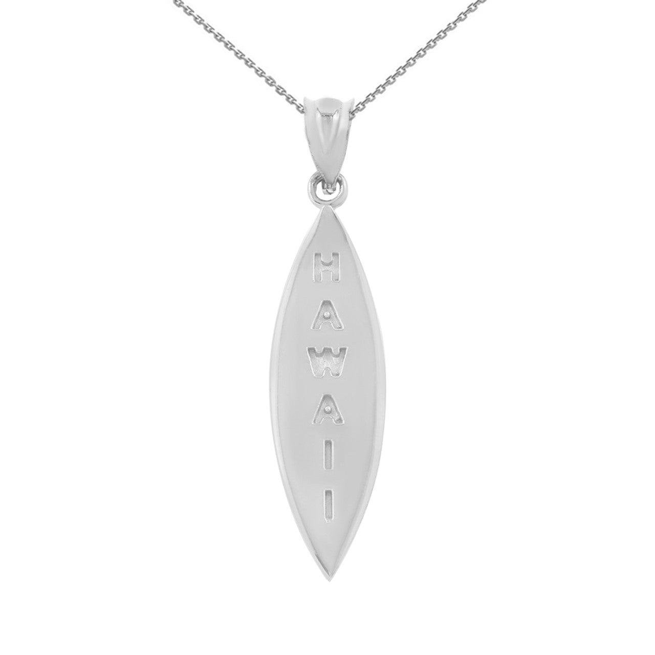 .925 Sterling Silver Hawaii Surfboard Beach Pendant Necklace
