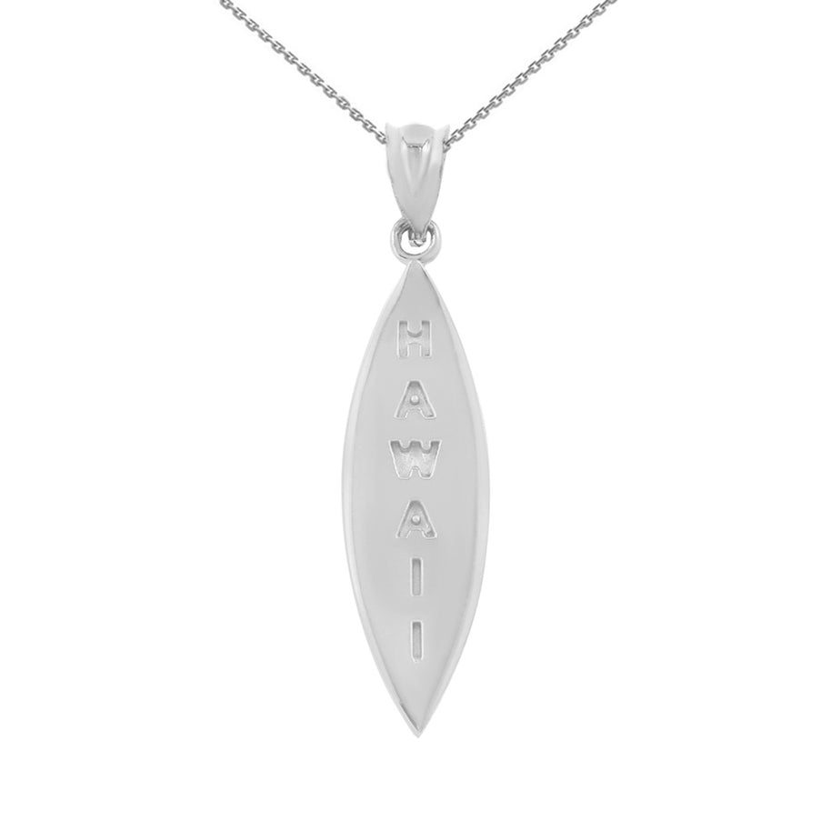 .925 Sterling Silver Hawaii Surfboard Beach Pendant Necklace