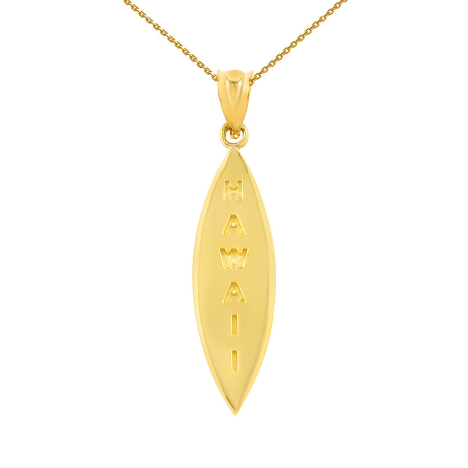 Solid Gold Hawaii Surfboard Beach Pendant Necklace(Available in Yellow/Rose/White Gold)