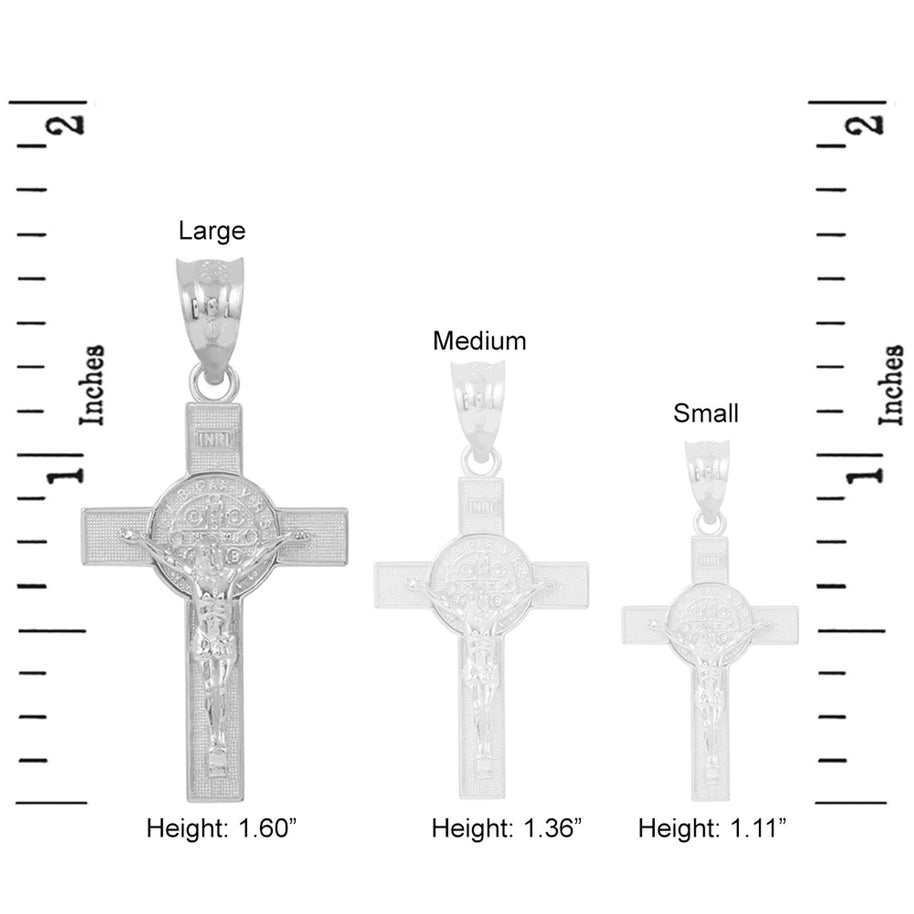 Sterling Silver St. Benedict Crucifix Pendant Necklace (1.60
