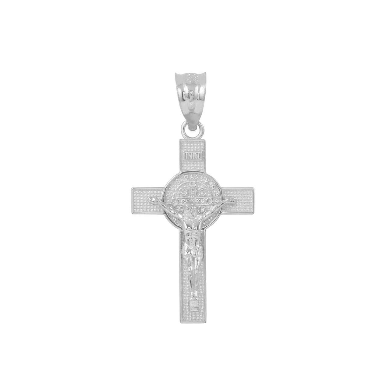 Sterling Silver St. Benedict Crucifix Pendant Necklace (1.10