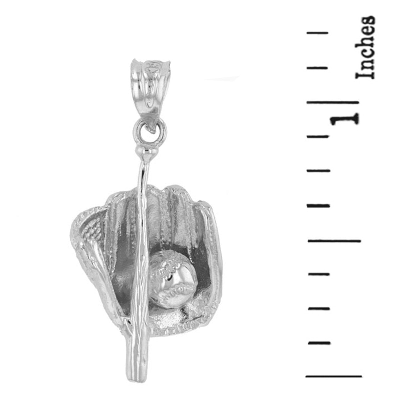 .925 Sterling Silver Baseball Pendant Necklace