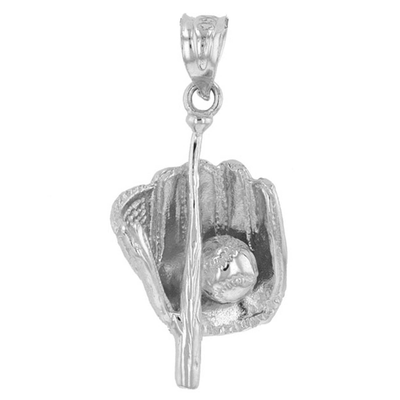 .925 Sterling Silver Baseball Pendant Necklace