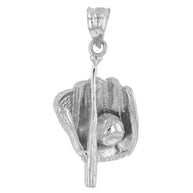 .925 Sterling Silver Baseball Pendant Necklace