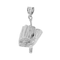 .925 Sterling Silver Baseball Pendant Necklace