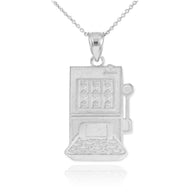 Sterling Silver Casino Slot Machine Pendant Necklace