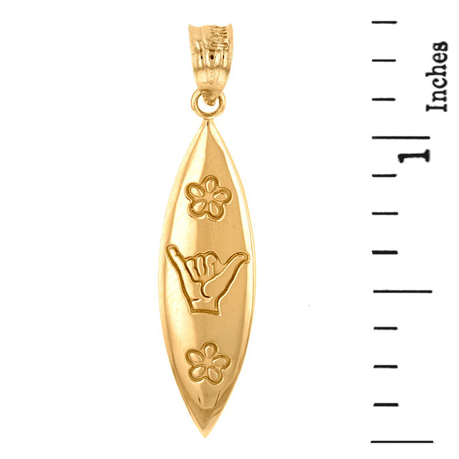 Solid Gold Shaka Hawaiian Hand Sign Pendant Necklace(Available in Yellow/Rose/White Gold)