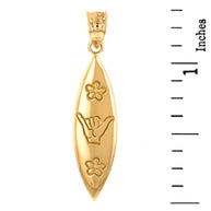 Solid Gold Shaka Hawaiian Hand Sign Pendant Necklace(Available in Yellow/Rose/White Gold)