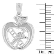 Sterling Silver New York Fire Department Big Apple Firefighter Pendant Necklace