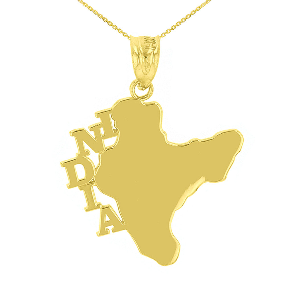 Yellow Gold India Country Pendant Necklace