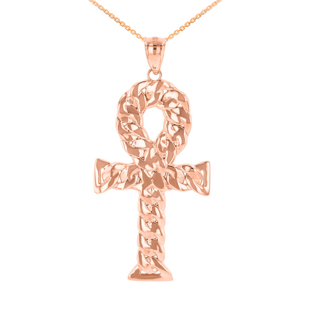 Sterling Silver Textured Ankh Egyptian Cross Pendant Necklace (Copy)Gold Textured Ankh Egyptian Cross Pendant Necklace(Available In Yellow/Rose/White Gold)