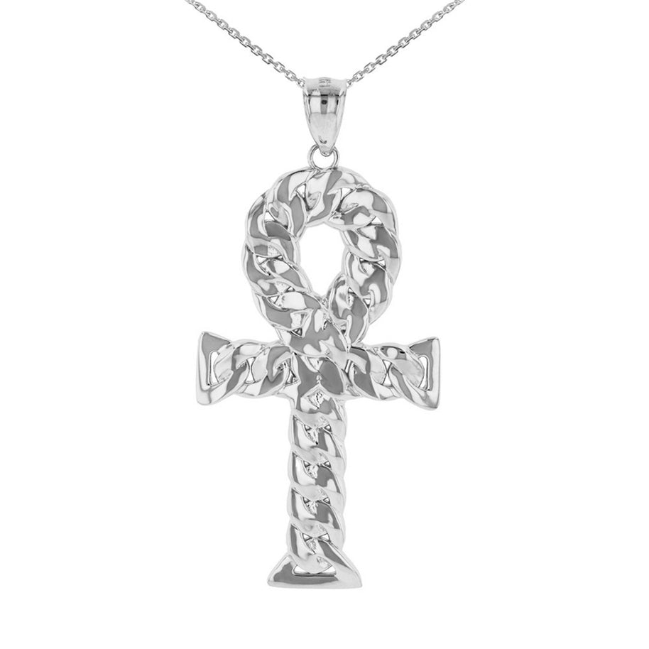 Sterling Silver Textured Ankh Egyptian Cross Pendant Necklace (Copy)Gold Textured Ankh Egyptian Cross Pendant Necklace(Available In Yellow/Rose/White Gold)